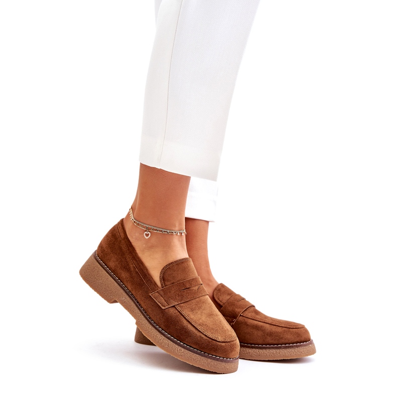 Bellucci Klasické dámské mokasíny s ekologickou semišovou hnědou hnědý 1