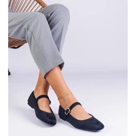 Černé baleríny s pásem a čtvercovým nosem černý 2