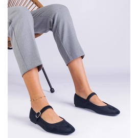 Černé baleríny s pásem a čtvercovým nosem černý 1