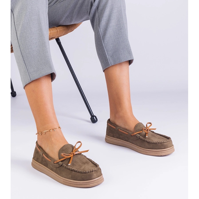 Zelené dámské mokasíny z Ekozamsz s lukem zelená 2