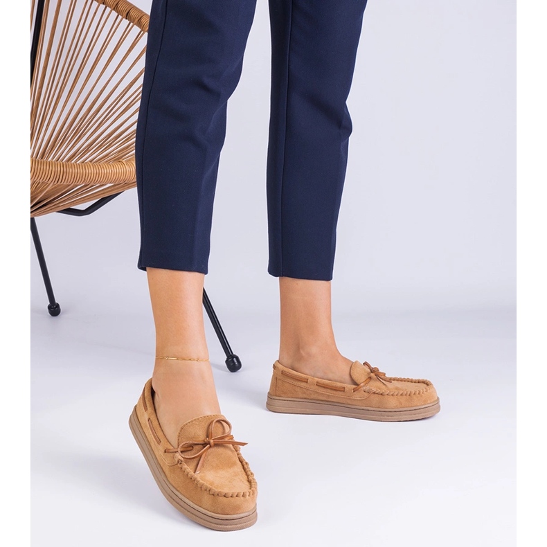 Hnědé dámské mokasíny z Ekozamsz s lukem hnědý 1