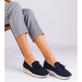 Black Dámské mokasíny na platformě s okraji černý 1