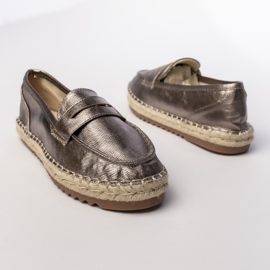 Dámské kovové mokasíny Espadrilles hnědý 1