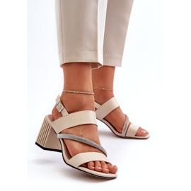 S.Barski Elegantní sandály žen na post Beige MR38-549 béžový 4