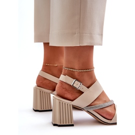 S.Barski Elegantní sandály žen na post Beige MR38-549 béžový 7