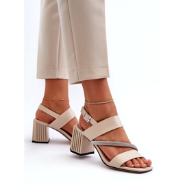 S.Barski Elegantní sandály žen na post Beige MR38-549 béžový 6