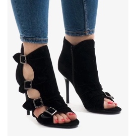 Dámské černé semišové pracovní boty se zavazováním černá 1