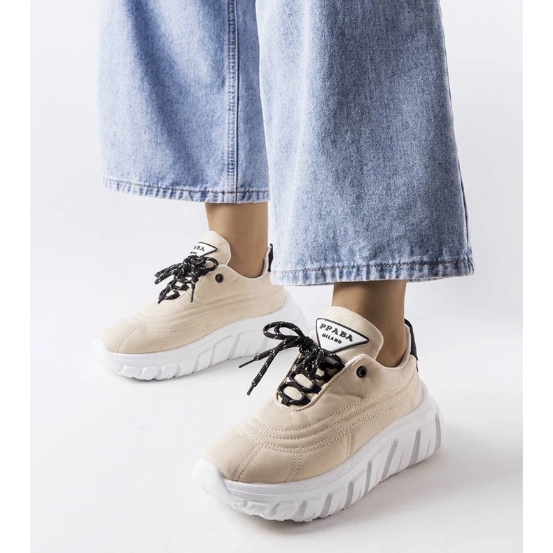 Béžové kožené dámské kotníkové boty na platformě, zateplené kozačky z přírodní kůže béžový 1