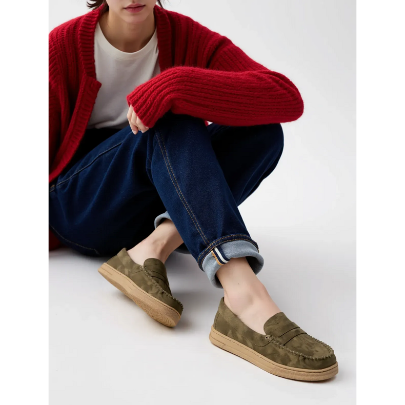 Dámské zelené semišové mokamaty zelená 1