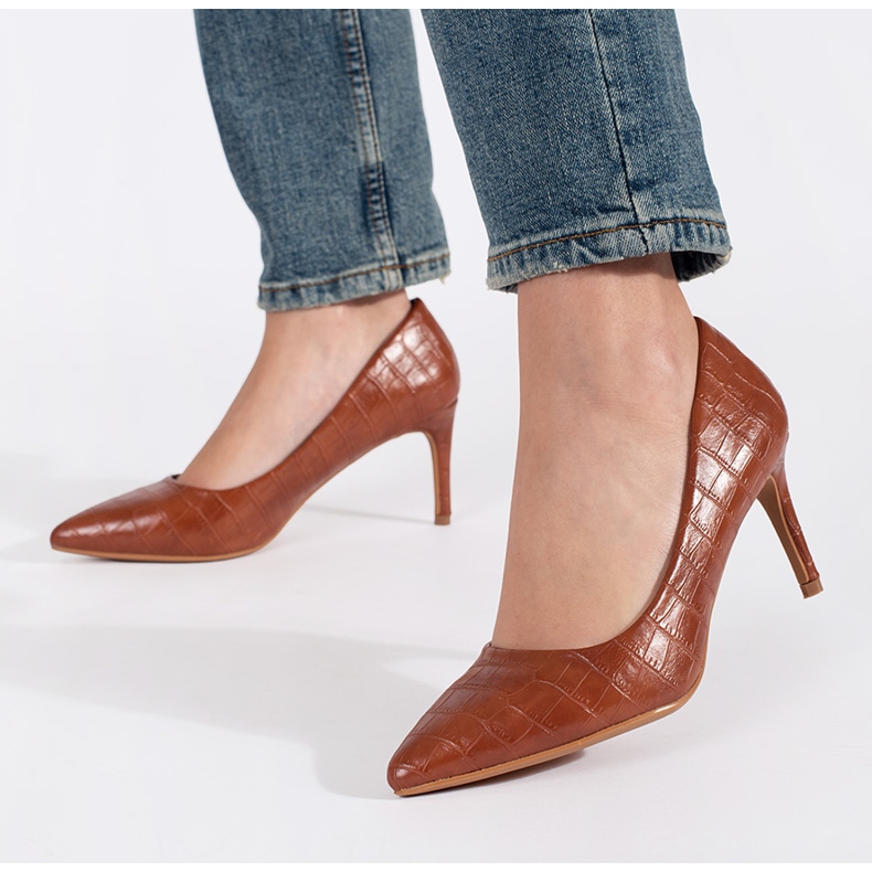 Seastar Hnědé lodičky na vysokém podpatku hnědý 1