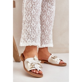 Pantofle s dekorací Natural Leather Zazoo 3667 Zloty otře zlatý 2