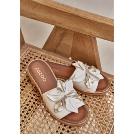 Pantofle s dekorací Natural Leather Zazoo 3667 White bílý 2 Pantofle s dekorací Natural Leather Zazoo 3667 White bílý 2