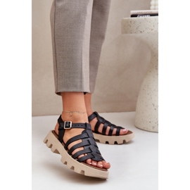 Dámské kožené sandály zazoo 3695 černé černá 2