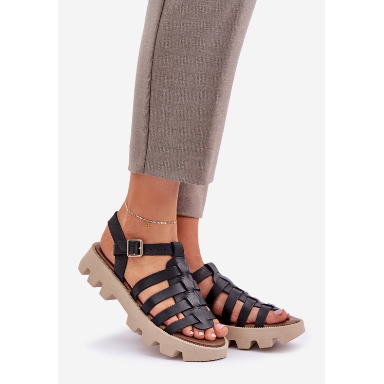 Dámské kožené sandály zazoo 3695 černé černá 1