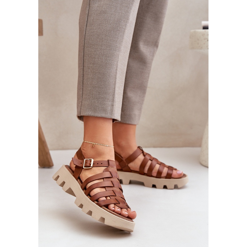 Dámské kožené sandály zazoo 3695 velbloud hnědý 2