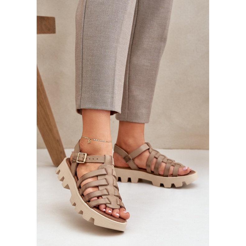 Dámské kožené sandály zazoo 3695 béžové béžový 2