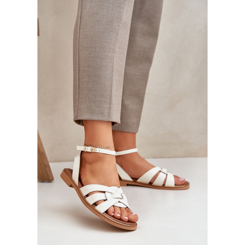 Lewski Shoes Zazoo 3688 ECRU, ploché fotbalové sandály bílý 2