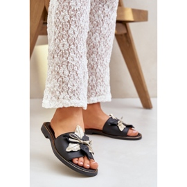 Pantofle s dekorací Natural Leather Zazoo 3574/Z černá černý 2