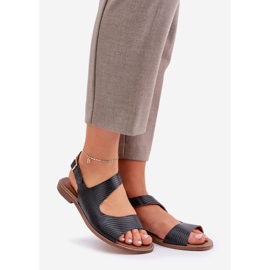 Lewski Shoes Kožené sandály pro sponu s černou černou lewski 3041 černý 1