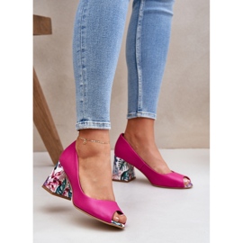 Kožená čerpadla s dekorativní patou Lewski Shoes 2608/K fuchsja růžový 2