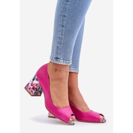 Kožená čerpadla s dekorativní patou Lewski Shoes 2608/K fuchsja růžový 1