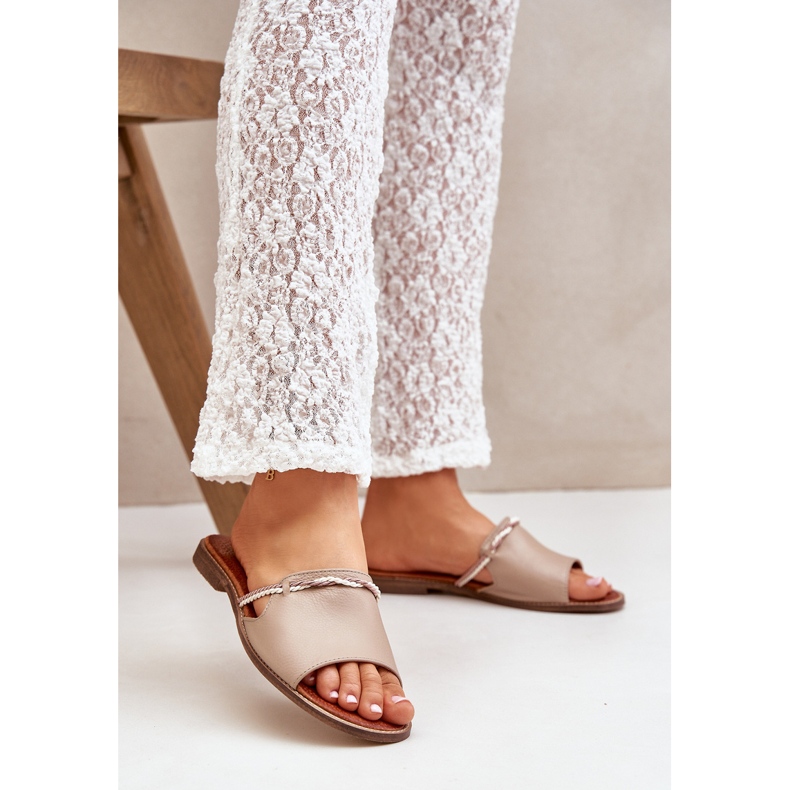 Lewski Shoes Boty Lewski 3047 Kožené žabky béžový 2