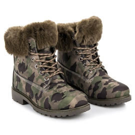 Queen Vivi Camo trapery s kožešinou zelený 1