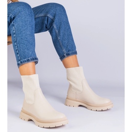 Béžové kotníkové boty s látkovým svrškem béžový 1 Béžové kotníkové boty s látkovým svrškem béžový 1