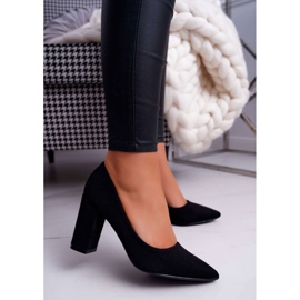Dámská čerpadla na Black Florena Suede Post černá 1