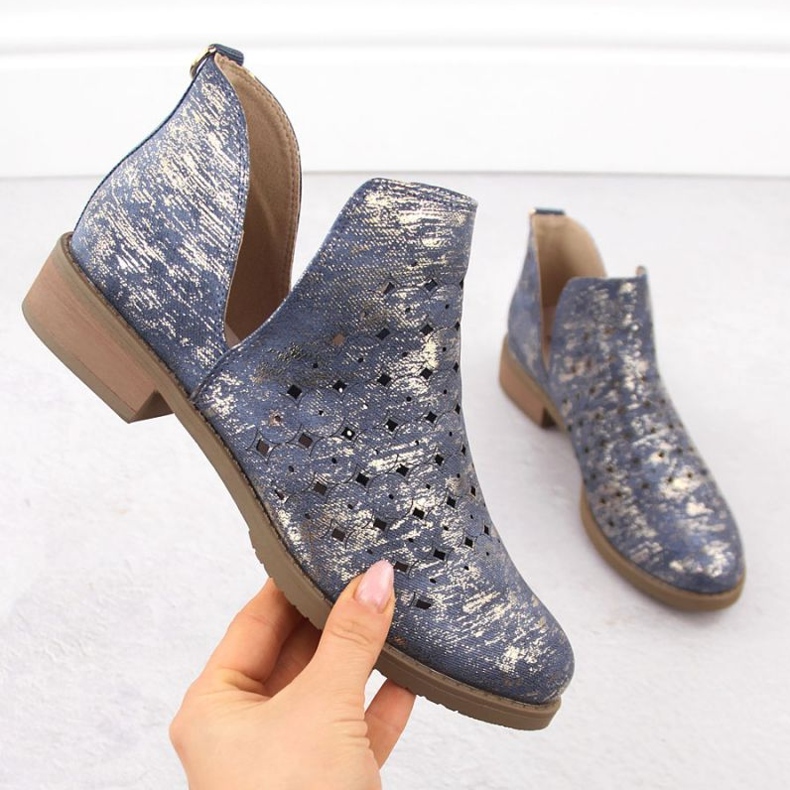 M.Daszyński Dámské kožené boty M. Daszyński SA62-102 modrý 1