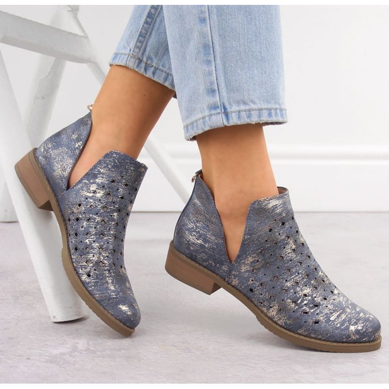 M.Daszyński Dámské kožené boty M. Daszyński SA62-102 modrý 2