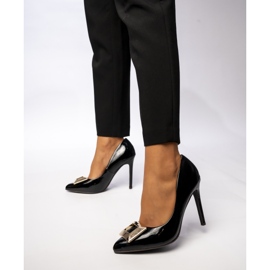 Dámská prestižní černá černá čerpadla černý 1