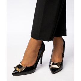 Dámská prestižní černá černá čerpadla černý 2