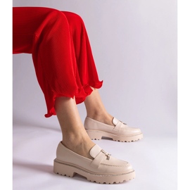 Beige Eco -leather mokasíny zdobené zirkony béžový 1