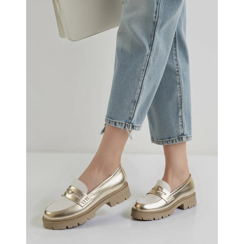 Dámské zlaté mokasíny zlatý 1