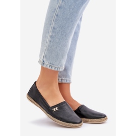 Elegantní kůže Espadrilles Dámská zazoo 10177 černá černý 1
