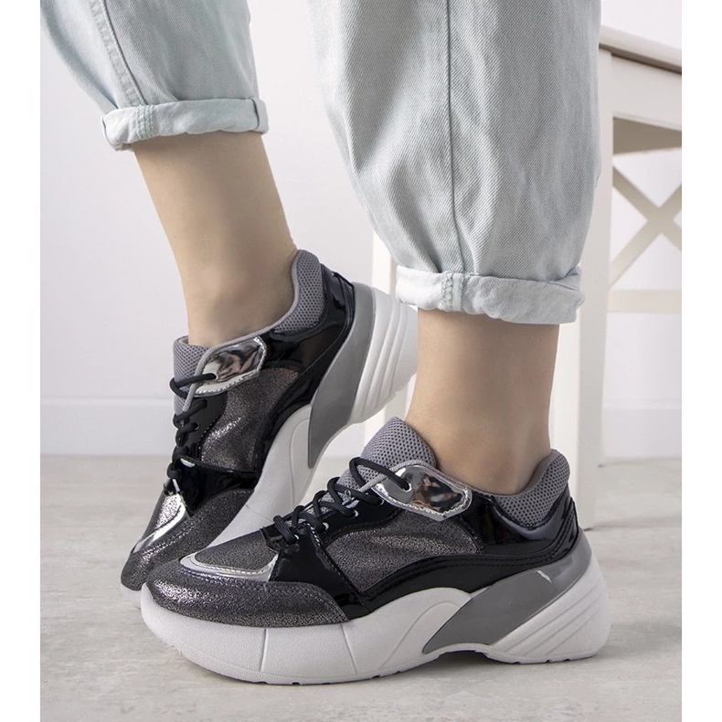 D/GMR Černé tenisky s vysokou podrážkou Rude stříbrný 1 D/GMR Černé tenisky s vysokou podrážkou Rude stříbrný 1