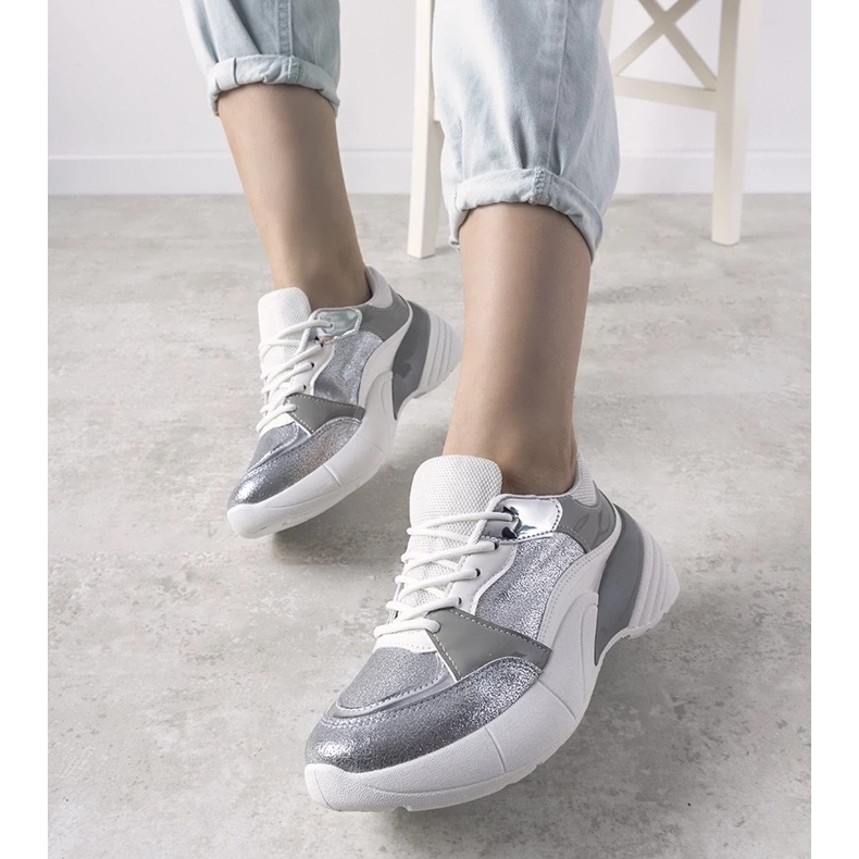 D/GMR Stříbrné tenisky na vysoké podrážce Červené stříbrný 1