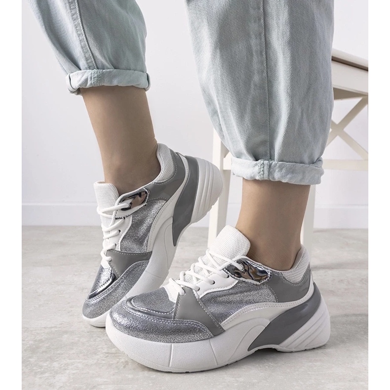 D/GMR Stříbrné tenisky na vysoké podrážce Červené stříbrný 2