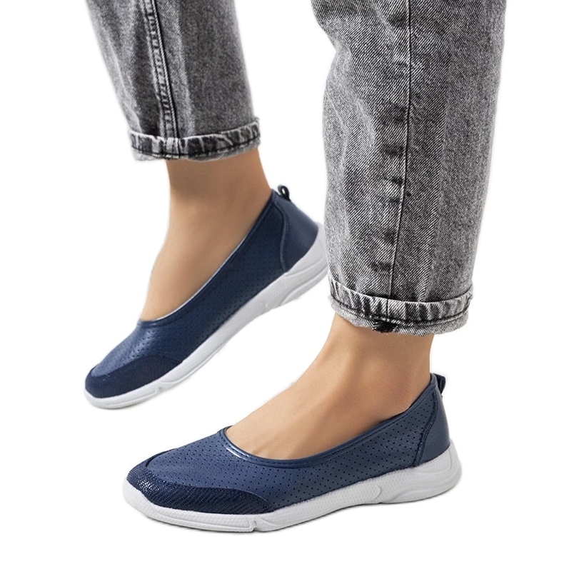 D/GMR Kožené baleríny Mirjam v tmavě modré barvě modrý 1