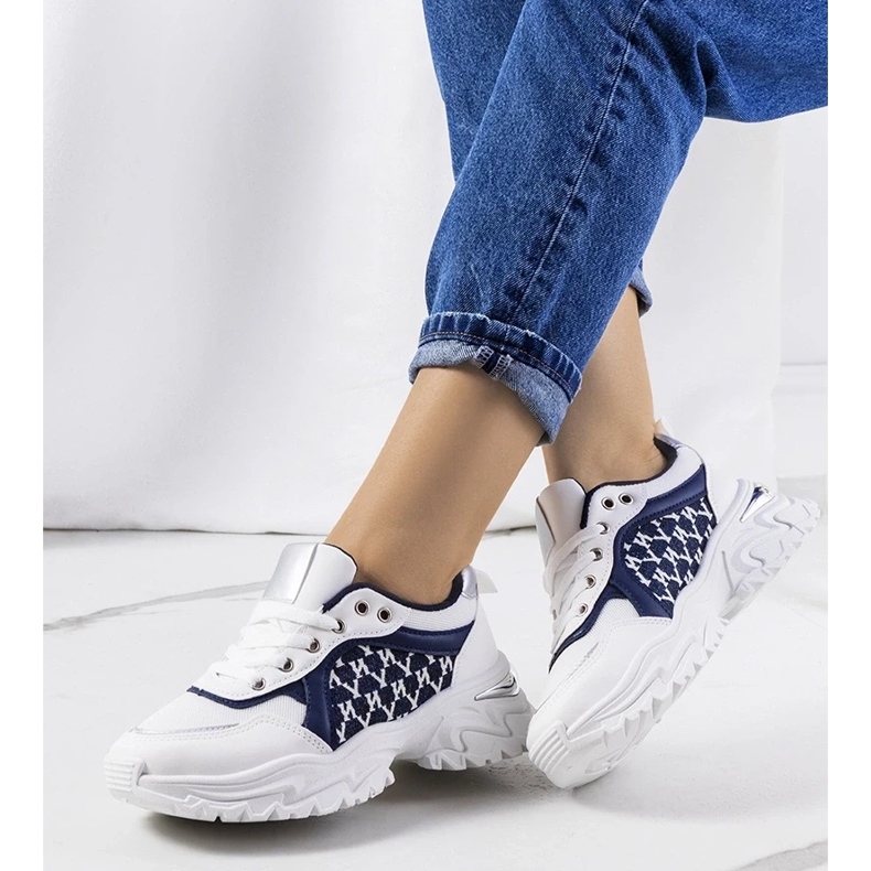 D/GMR Dámské bílé a tmavě modré tenisky Florival 1