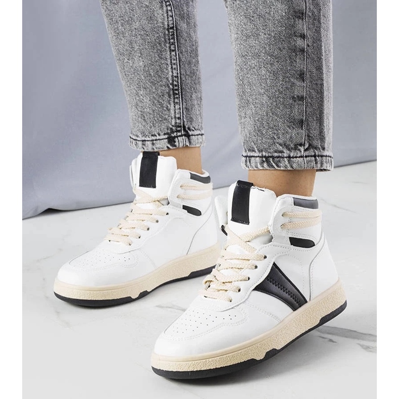 D/GMR Černobílé vysoké tenisky od Robin bílý 1