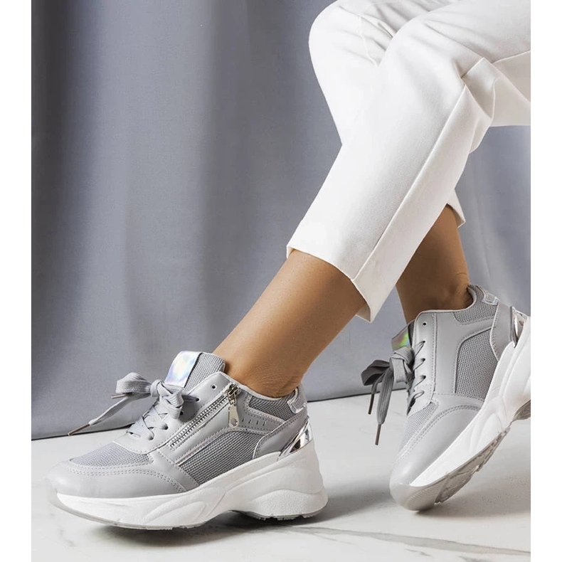 D/GMR Šedé tenisky na klínku od Stacey šedá 2