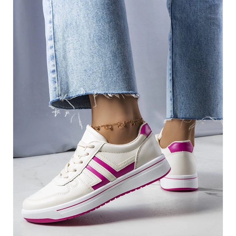 D/GMR Krémové tenisky s růžovými vsadkami od Olympie béžový 2