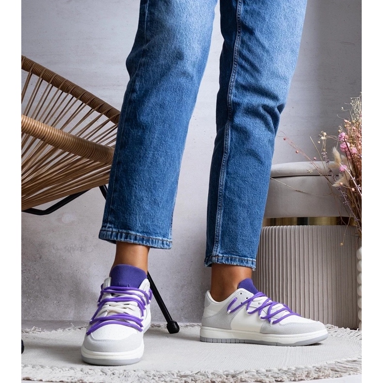 D/GMR Šedé tenisky dámské tenisky fialové tkaničky arcobaleno šedá 2