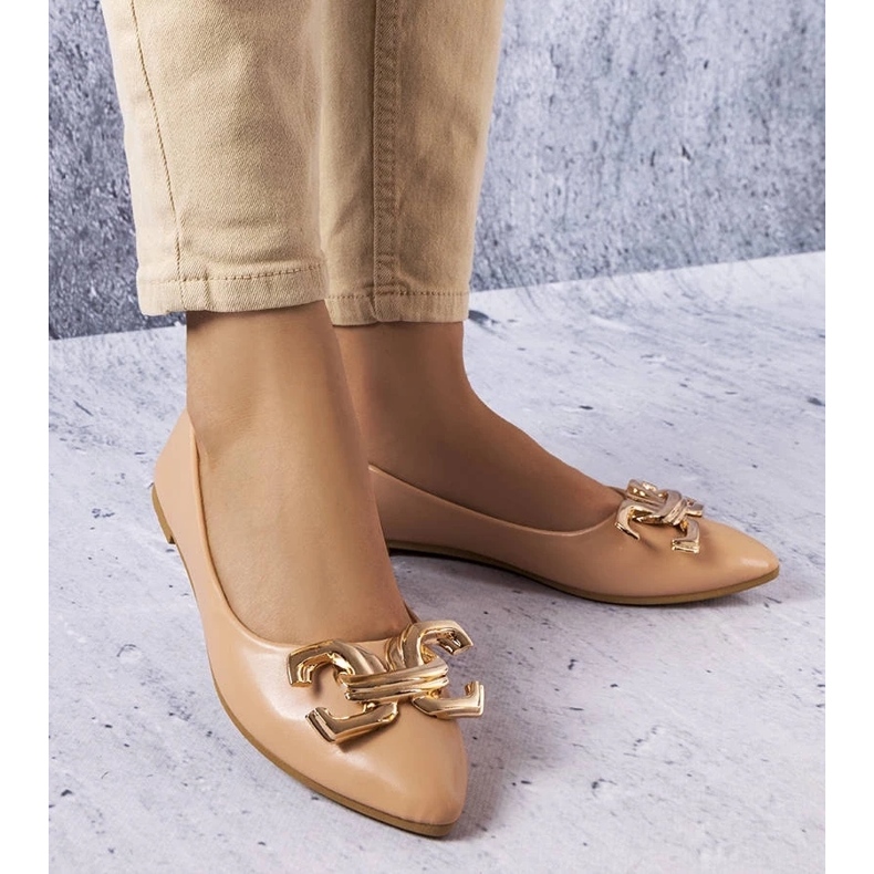 D/GMR Tmavě béžové baleríny se zdobením Vallée béžový 1