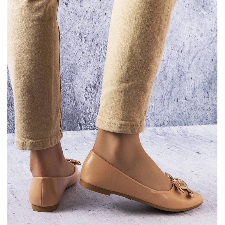 D/GMR Tmavě béžové baleríny se zdobením Vallée béžový 2