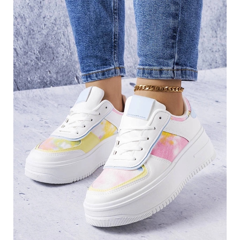 D/GMR Bílé a modré boty na platformě od Heloise bílý 1