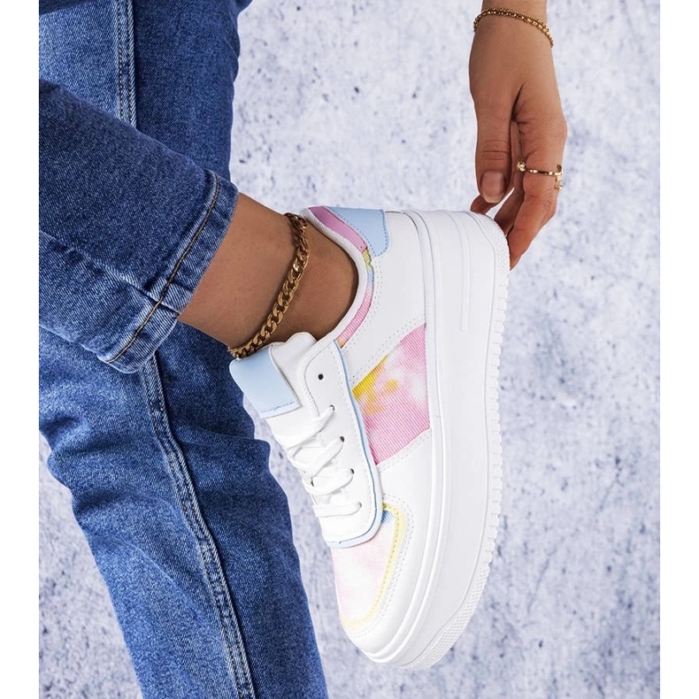 D/GMR Bílé a modré boty na platformě od Heloise bílý 2