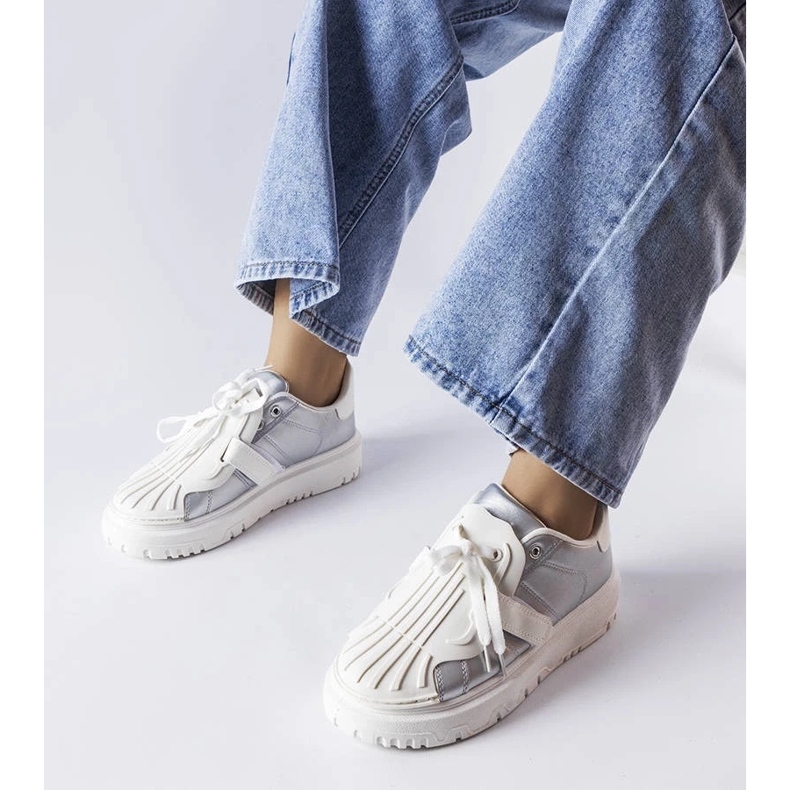 D/GMR Stříbrné tenisky na platformě Binet stříbrný 2